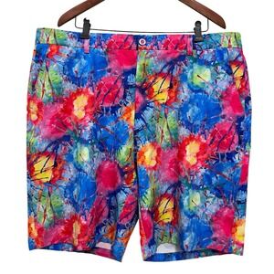 Hreski NEW Men's Sz 42 Multicolor Tie-Dye 9" Inseam Chino Flat Front Golf Shorts